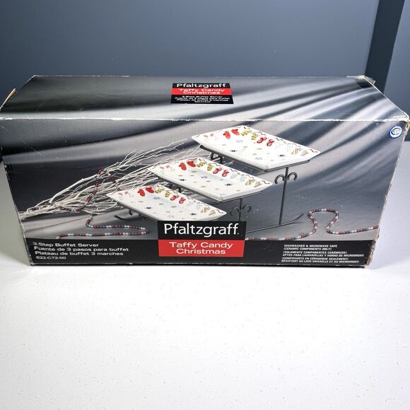 Rare -‎ Pfaltzgraff Taffy Candy Christmas 3 Step Buffet Server Holiday | Retired - Picture 8 of 8